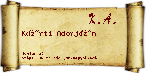Kürti Adorján névjegykártya